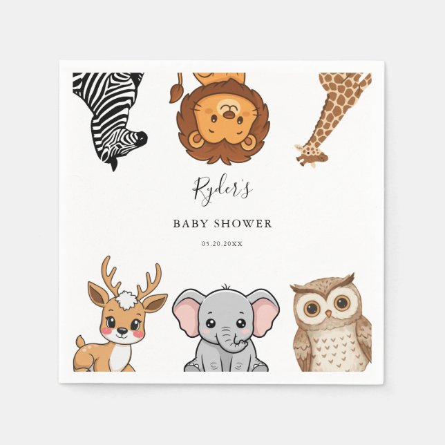 Serviette En Papier Woodland Forest Animals Baby Shower (Devant)