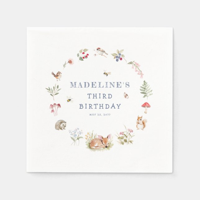 Serviette En Papier Woodland Forest Animals Birthday Napkins (Devant)