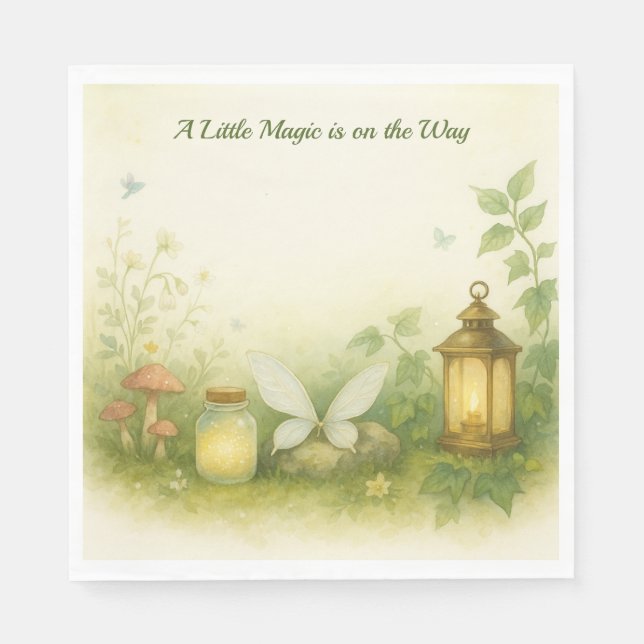 Serviette En Papier Woodland Glow Baby Shower Invitation | Firefly Jar (Devant)