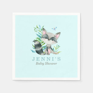 Serviette En Papier Woodland Raccoon Aqua