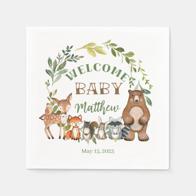 Serviette En Papier Woodland Themed Paper Party Napkins (Devant)