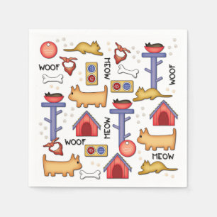 Serviette En Papier Woof et serviettes de livre blanc de Meow