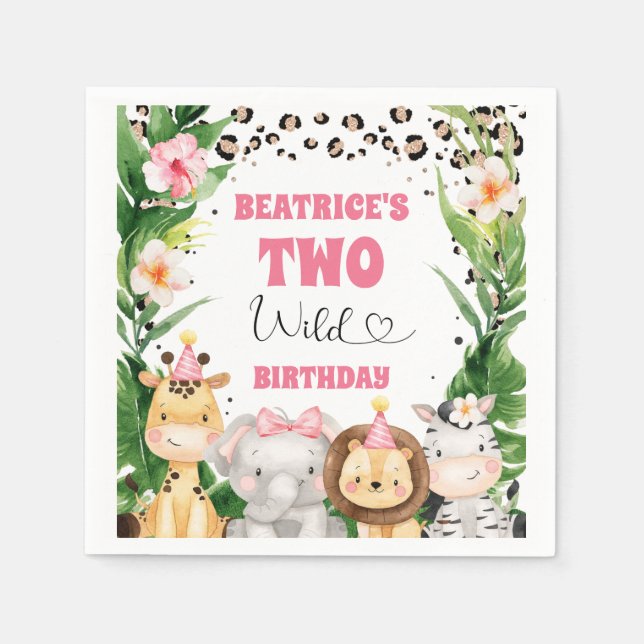 Serviette En Papier Wreath Cheetah Print Safari Anniversaire Papier (Devant)