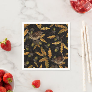 Serviette En Papier Wrens et cors sur noir
