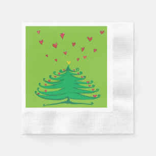 Serviette En Papier X-mas Arbre Coeurs Cocktail Coins Coins en Coin Pa