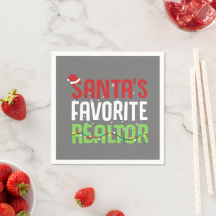 Serviette En Papier Xmas de l'agent immobilier préféré Père Noël amusa