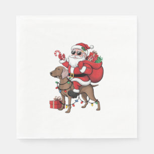 Serviette En Papier Xmas Lighting Père Noël équitation Weimaraner Chie