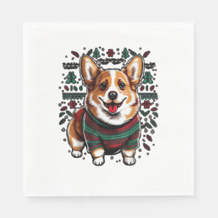 Serviette En Papier Xmas Welsh Corgi Père Noël sur Christmas Welsh Cor