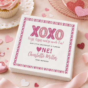 Serviette En Papier XOXO Câlins et Bisous Anniversaire 1ère année Sain