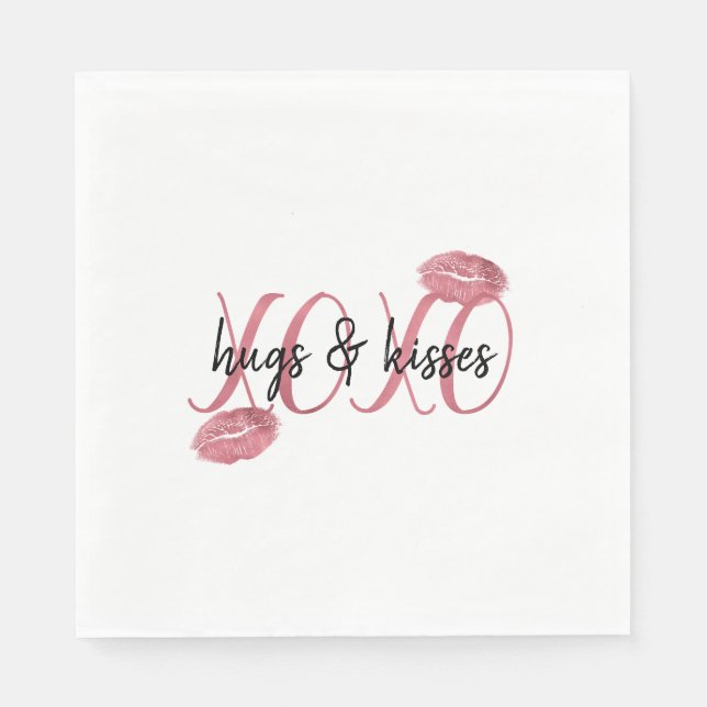 Serviette En Papier XOXO Kisses Rose Lips soumission personnalisée (Devant)