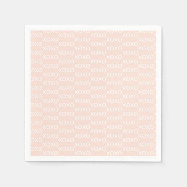 Serviette En Papier Xoxo rose et blanc Saint Valentin (Devant)