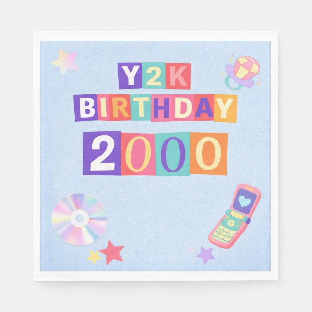 Serviette En Papier Y2K 2000's Trendy Birthday Party Napkin (Devant)