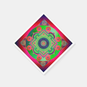 Serviette En Papier YANTRA - grande roue - vert rose