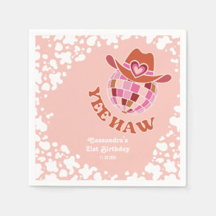 Serviette En Papier Yee Haw Peach Disco Cowgirl Rodeo Anniversaire
