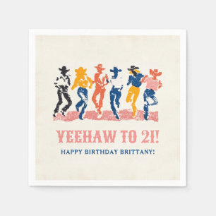 Serviette En Papier Yeehaw Cowgirl moderne 21e fête d'anniversaire