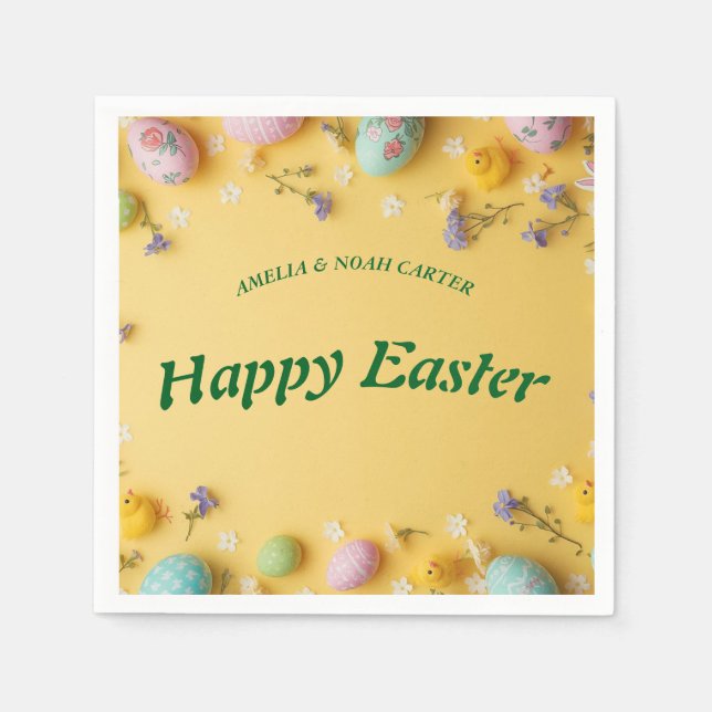 Serviette En Papier Yellow colorful  Easter BRUNCH & HUNT (Devant)