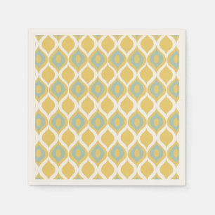 Serviette En Papier Yellow Mint Geometric Ikat Tribal Pattern