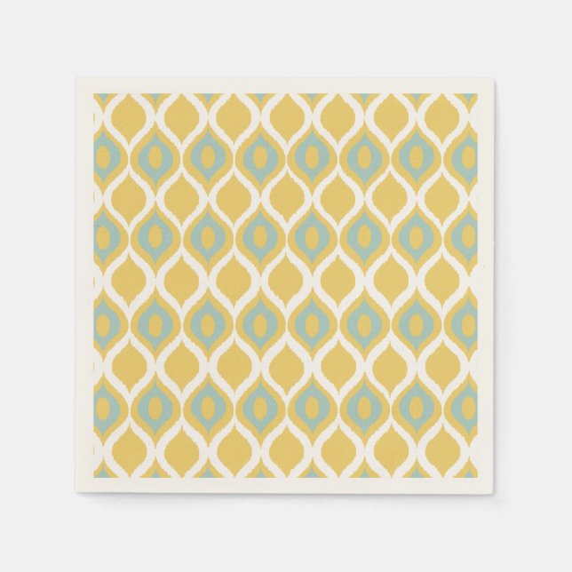 Serviette En Papier Yellow Mint Geometric Ikat Tribal Pattern (Devant)