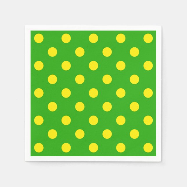 Serviette En Papier Yellow On Green Polka Dots Pattern Design  (Devant)
