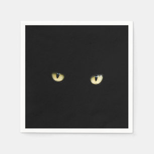 Serviette En Papier Yeux de chat noir   Halloween
