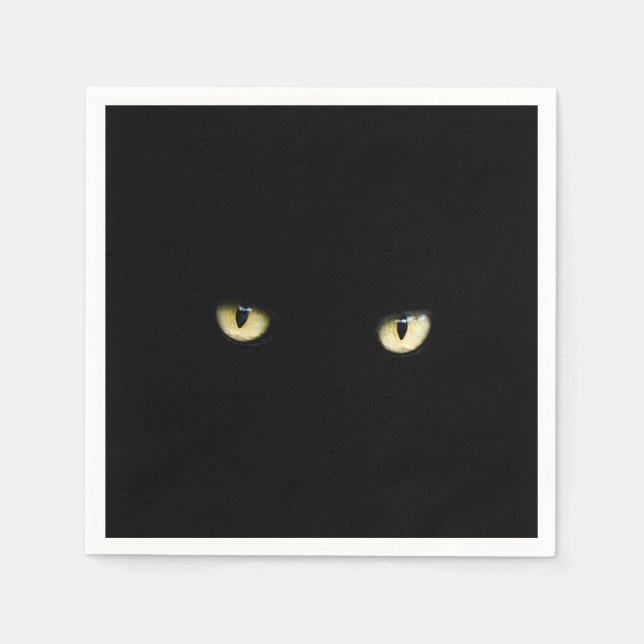 Serviette En Papier Yeux de chat noir | Halloween (Devant)