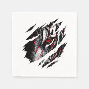 Serviette En Papier Yeux de tigre animés à travers une égratignure