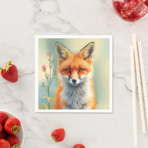 Serviette En Papier Yeux frappants d'un renard roux rusé