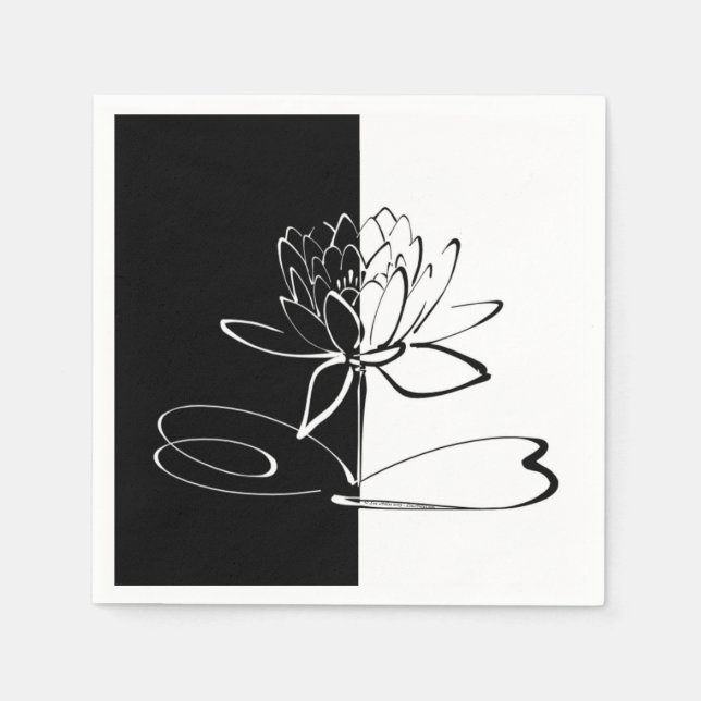 Serviette En Papier Yin Yang Black Lotus Blossom (Devant)