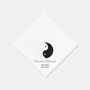 Serviette En Papier Yin Yang Mariage noir et blanc