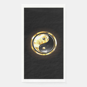 Serviette En Papier Yin Yang or sur noir