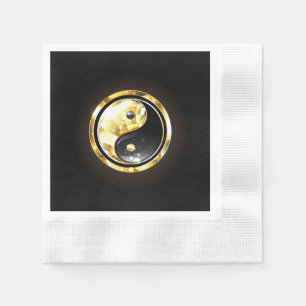 Serviette En Papier Yin Yang or sur noir