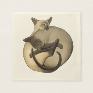 Serviette En Papier Yin Yang Siamese Chats Napkins