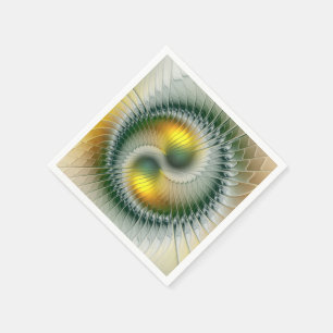 Serviette En Papier Yin Yang Vert Jaune Abstrait coloré Fractal