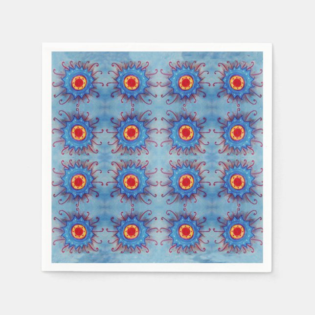 Serviette En Papier Yoga bleu Mandala Motif Papier Napkins (Devant)