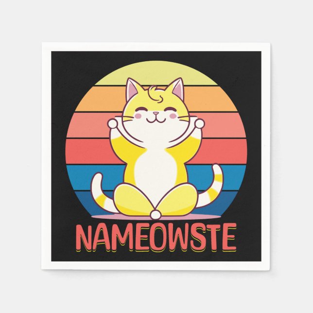 Serviette En Papier Yoga cat (Devant)