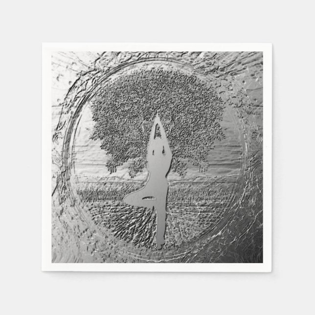 Serviette En Papier Yoga Chrome arbre de vie (Devant)