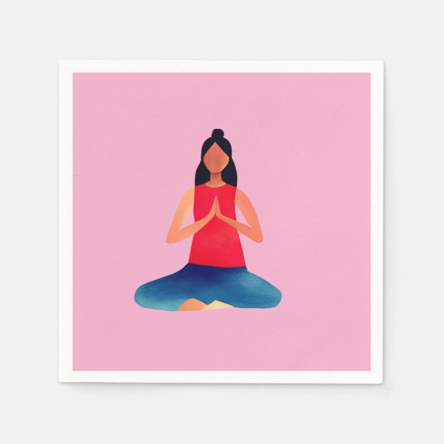 Serviette En Papier Yoga girl Meditation Namaste (Devant)
