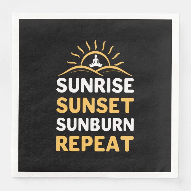 Serviette En Papier Yoga Lover | Yoga Sunrise Sunset Sunburn Répéter (Devant)
