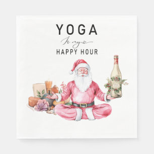 Serviette En Papier Yoga Noël Père Noël instructeur