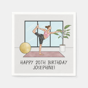Serviette En Papier Yoga Pose de Danseur Équilibre Workout Fête d'Anni