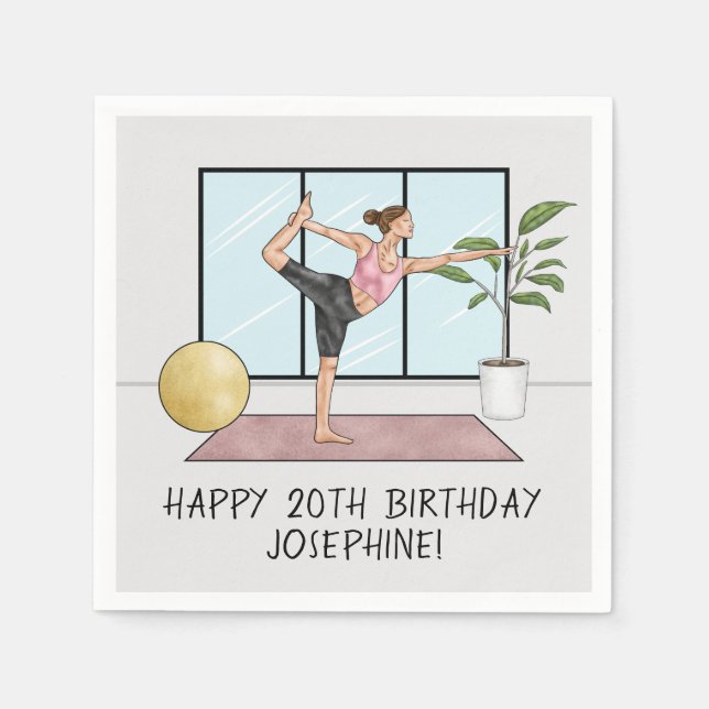 Serviette En Papier Yoga Pose de Danseur Équilibre Workout Fête d'Anni (Devant)