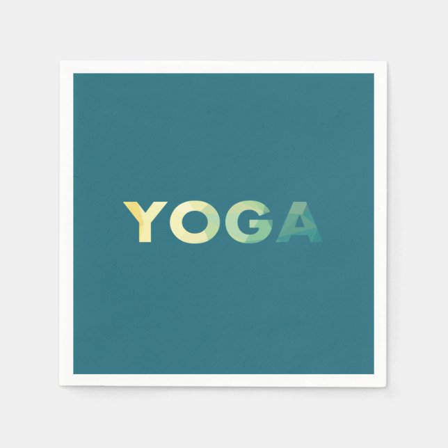 Serviette En Papier Yoga Turquoise Texte jaune (Devant)