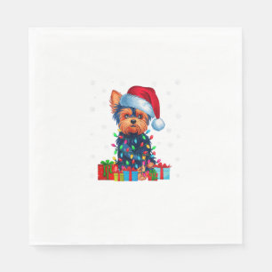 Serviette En Papier Yorkie Chien Moins Vilants Noël Éclairage Santa Ch