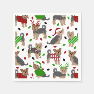 Serviette En Papier Yorkie Christmas Yorkshire Terrier Dog