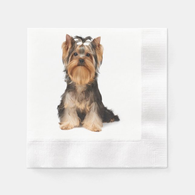 Serviette En Papier Yorkie en blanc (Devant)