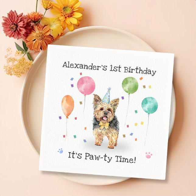 Serviette En Papier Yorkshire laisse chien fête d'anniversaire (Créateur téléchargé)