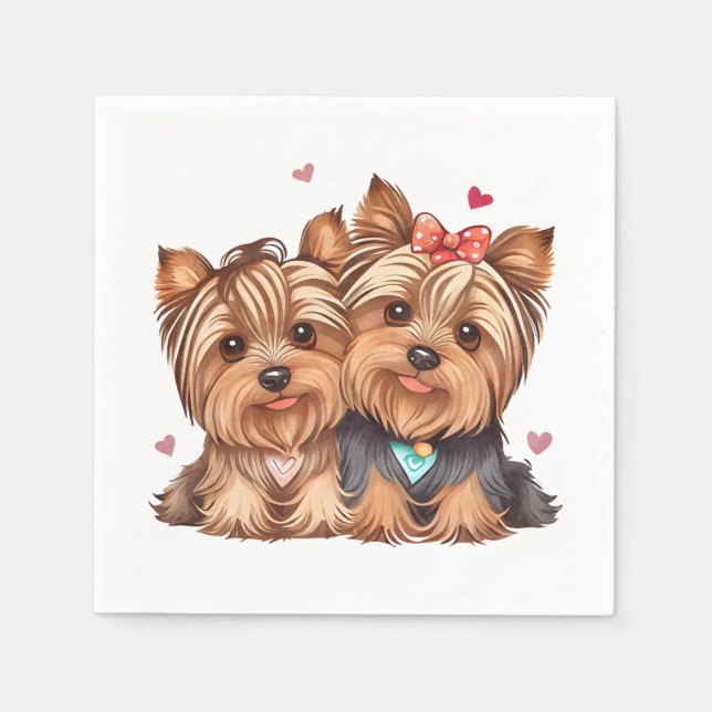 Serviette En Papier Yorkshire Terrier Chéri Toutou Amour Yorkie Mignon (Devant)