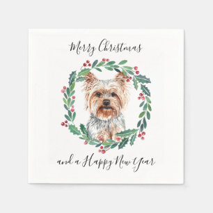 Serviette En Papier Yorkshire Terrier Elegant Chien Joyeux Noël