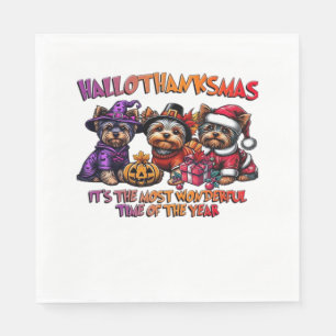 Serviette En Papier Yorkshire Terrier Halloween Thanksgiving Noël