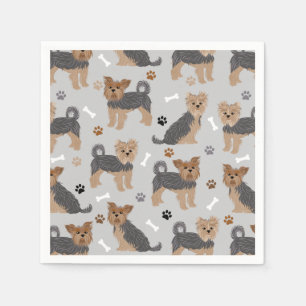 Serviette En Papier Yorkshire Terrier Paws et Bones Yorkie Chien